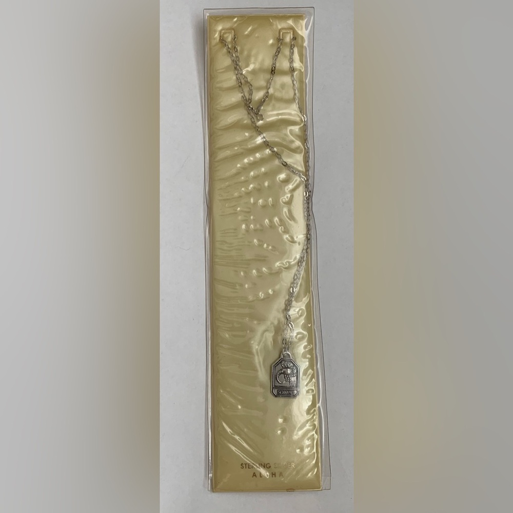 Scorpio zodiac pendant with 18” chain Sterling silver NEW Vintage - Picture 9 of 9